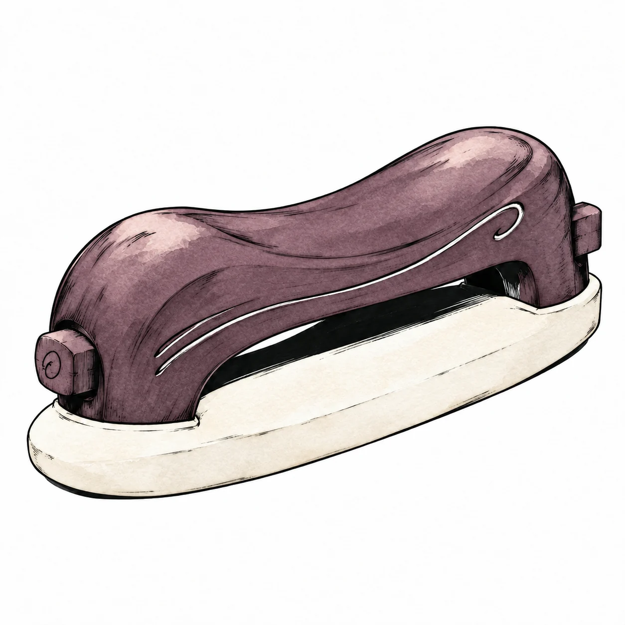A working tool shaped around the palm, with a separate fitted sole.